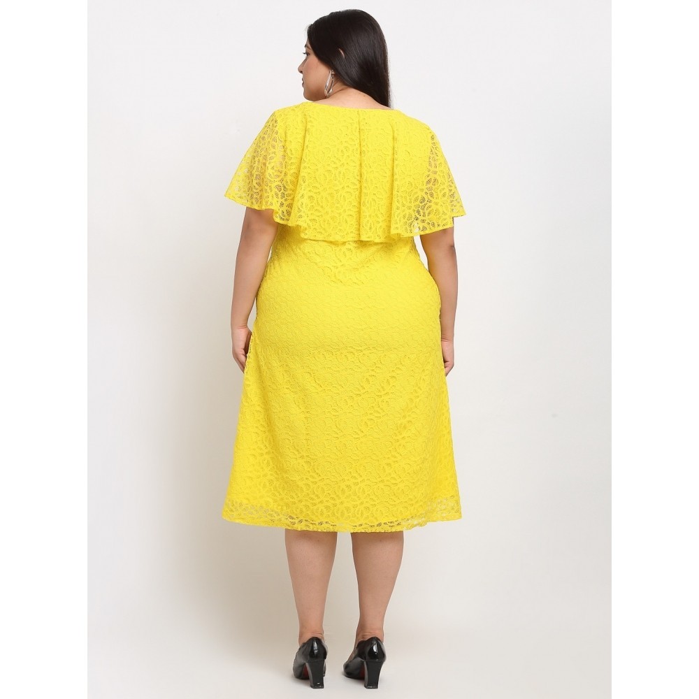 Women's Net Solid Knee Length Fit and Flare Dress