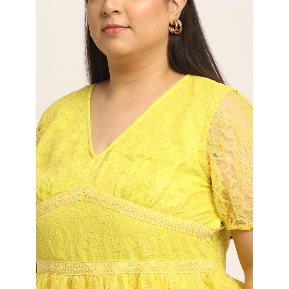 Women's Net Solid Knee Length Fit and Flare Dress