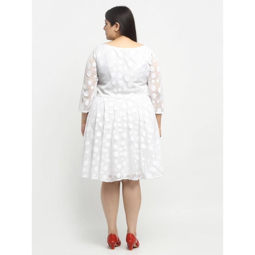 Women's Net Solid Knee Length Fit and Flare Dress