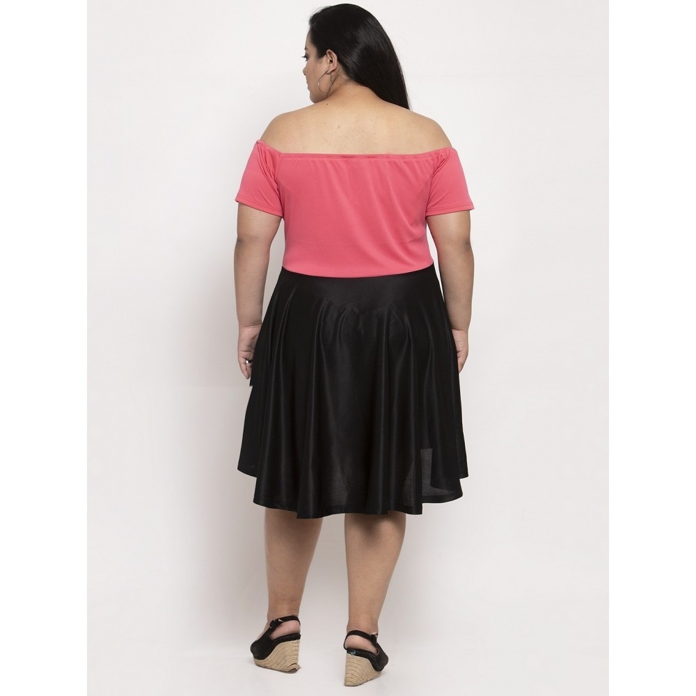 Women's Hosri Polister Solid Knee Length Fit and Flare Dress