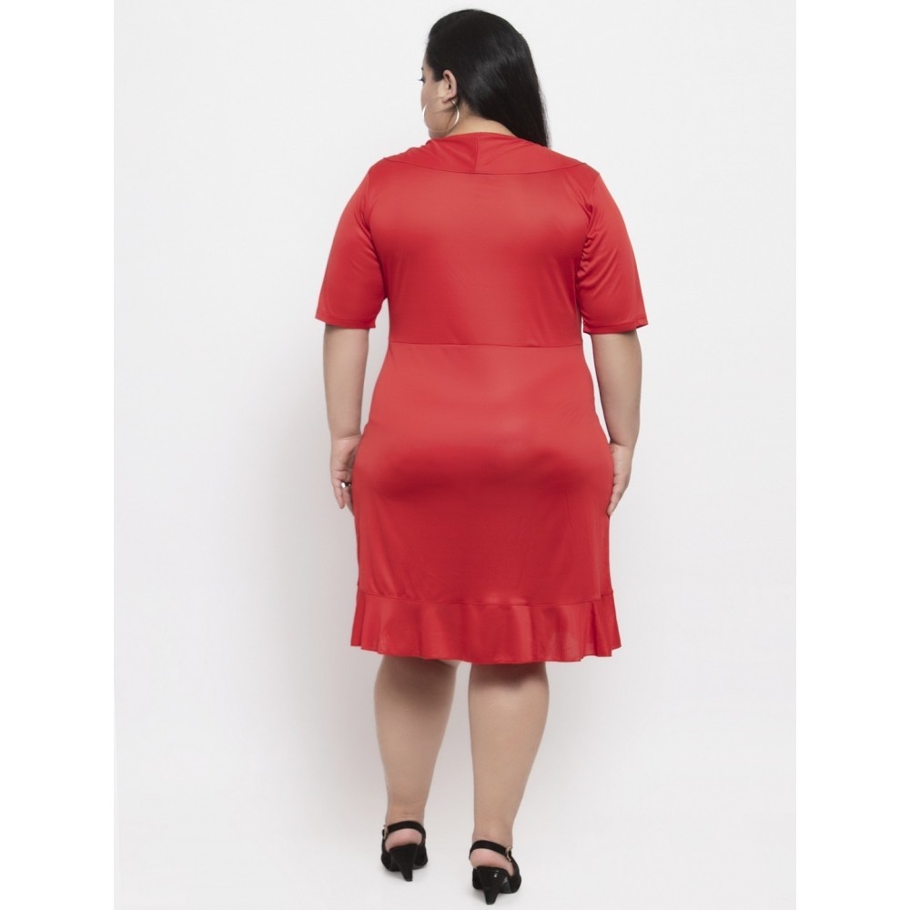 Women's Hojri Solid Knee Length Fit and Flare Dress