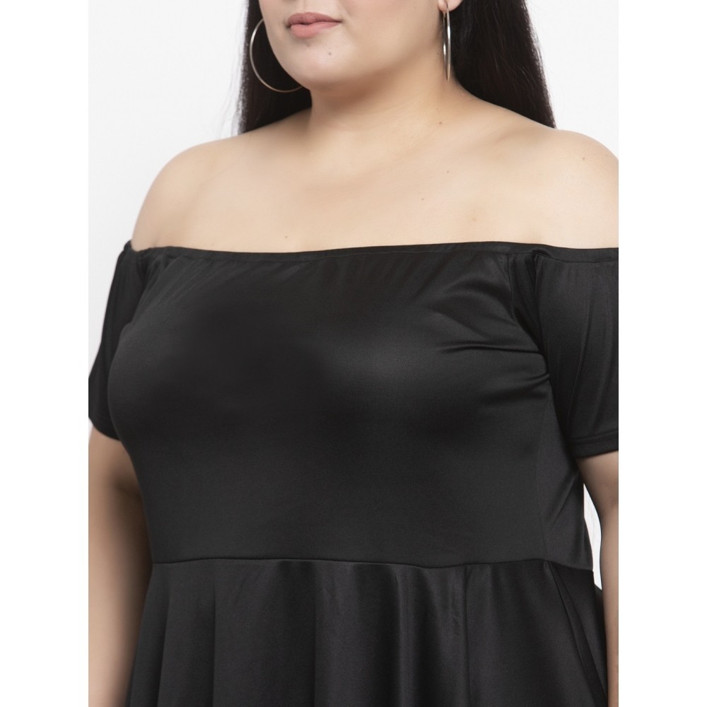 Women's Hojri Solid Knee Length Fit and Flare Dress