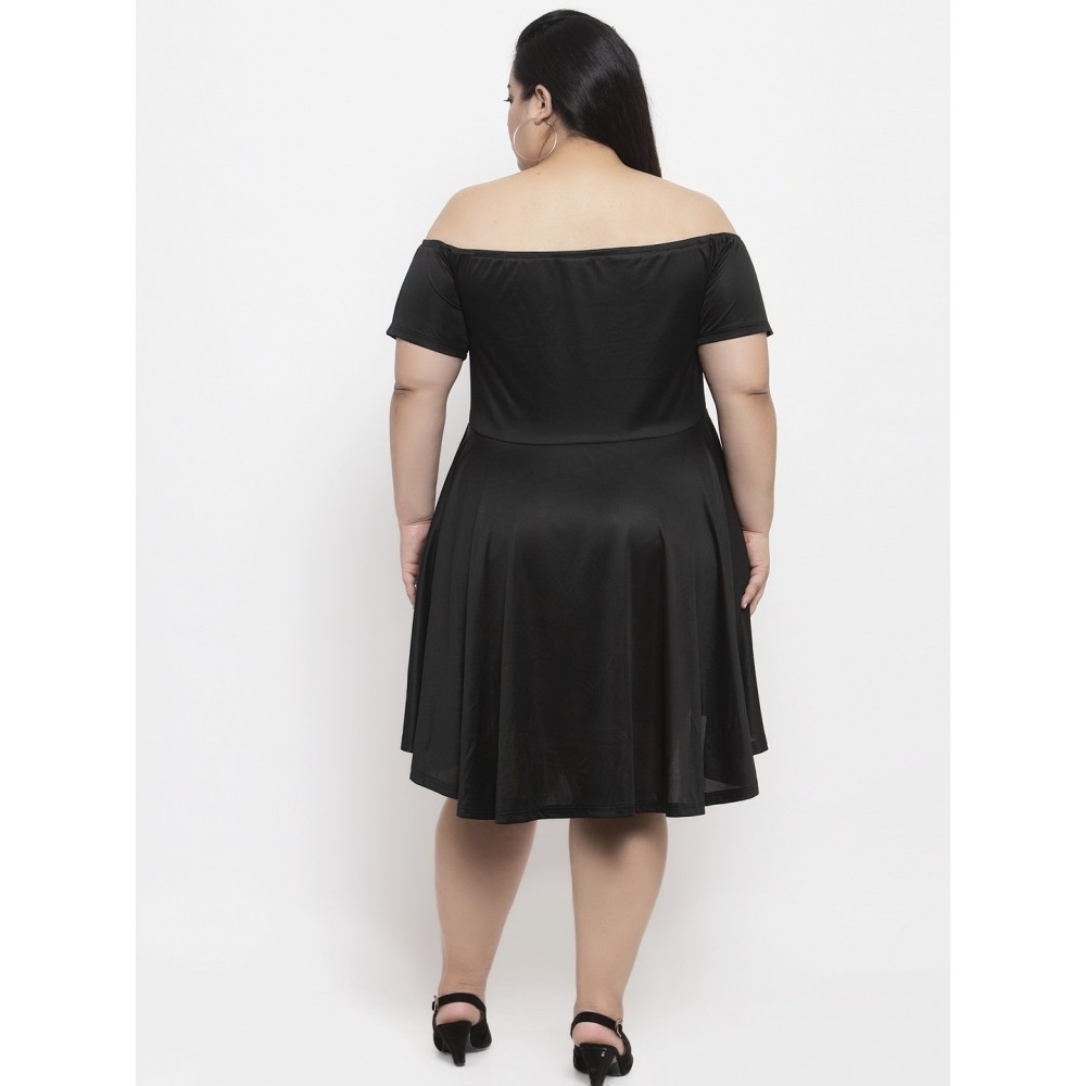 Women's Hojri Solid Knee Length Fit and Flare Dress