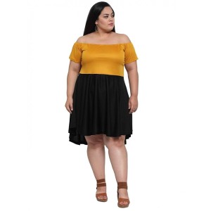 Women's Hojri Solid Knee Length Fit and Flare Dress