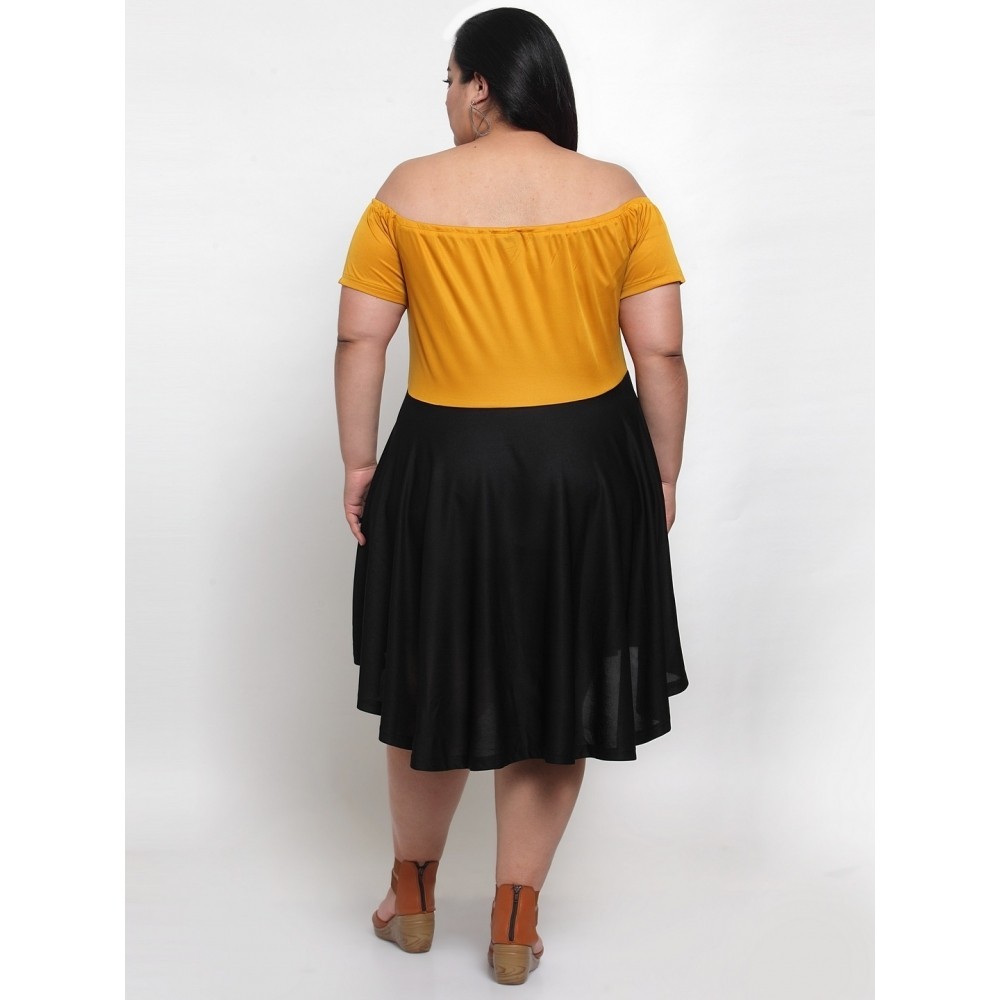 Women's Hojri Solid Knee Length Fit and Flare Dress