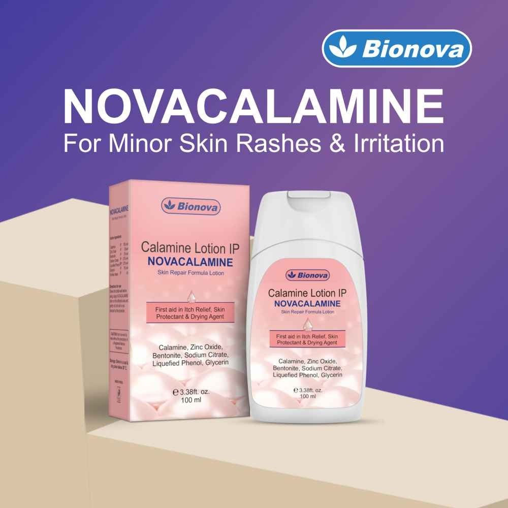 Bionova Calamine Lotion For Minor Skin Rashes and Skin Irritation Can Be Used By Adults And Children 100ml