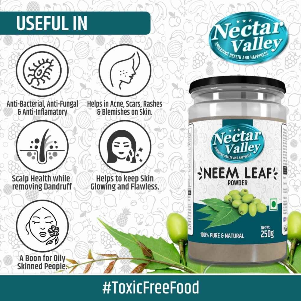 Nectar Valley Neem Powder Organically Processed Neem Leaves Powder 250g