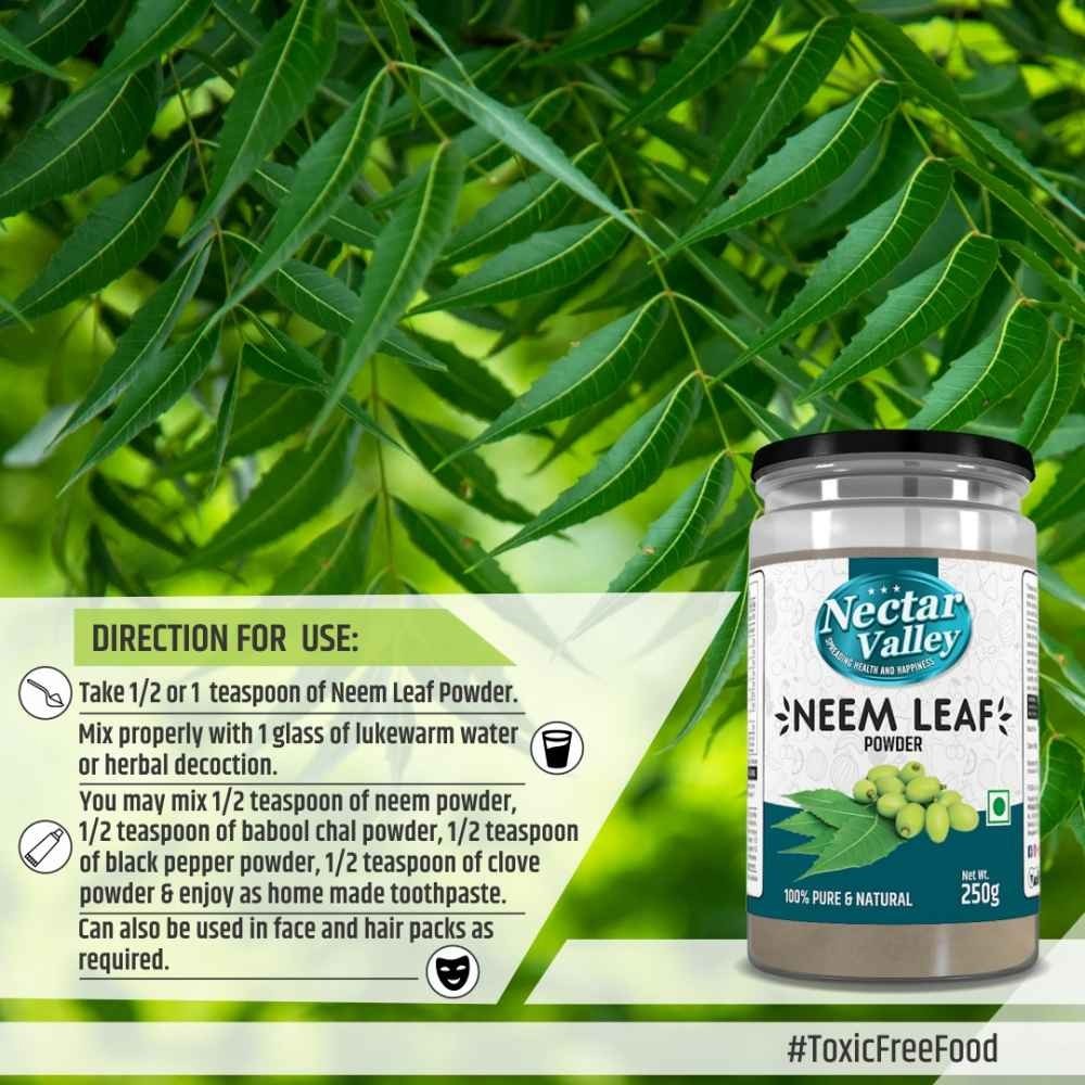 Nectar Valley Neem Powder Organically Processed Neem Leaves Powder 250g