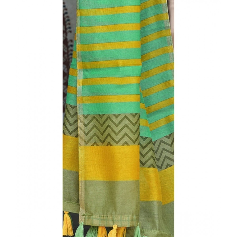 Women's Cotton Checks Printed Saree With Blouse