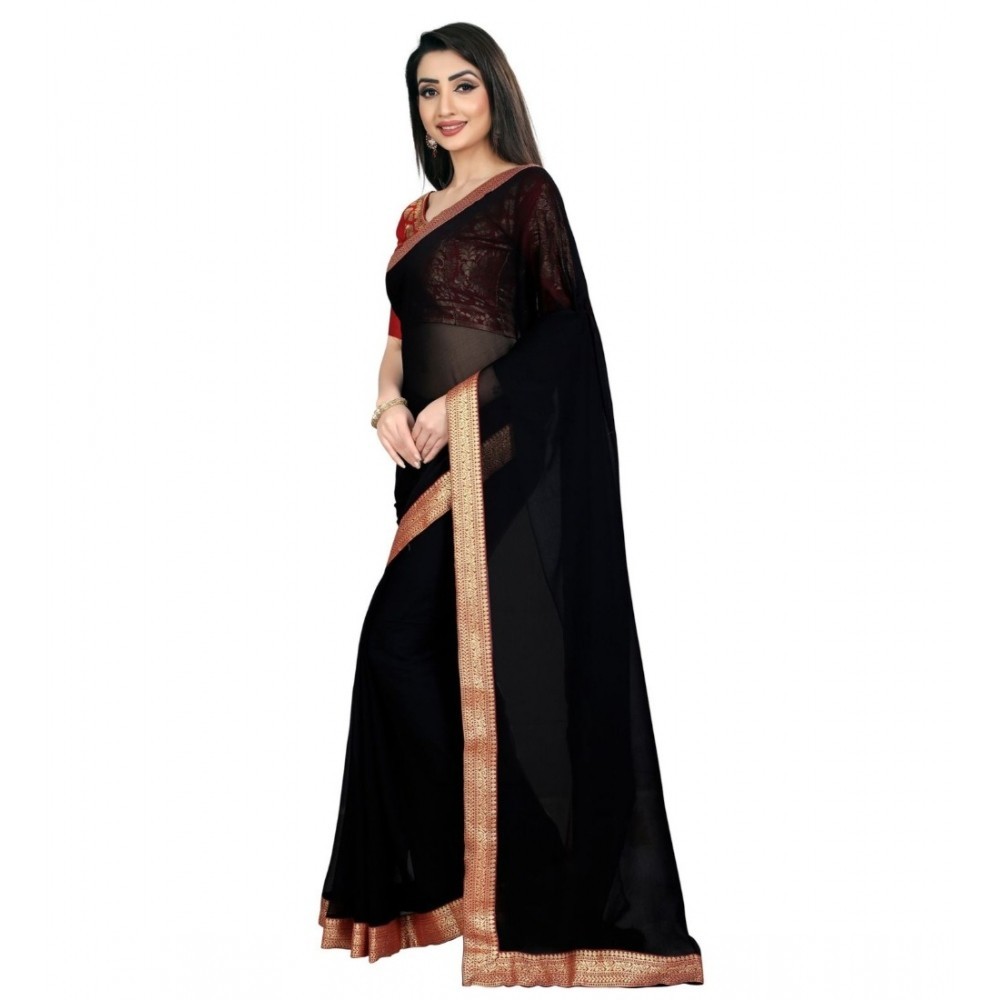 Women's Chiifon, Jacquard Blouse Saree