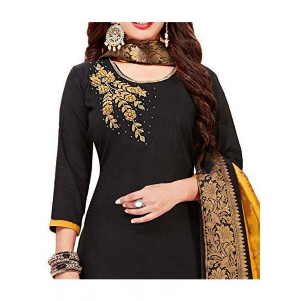 Women's Slub Cotton Unstitched Salwar-Suit Material With Dupatta