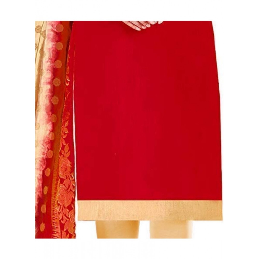 Women's Slub Cotton Unstitched Salwar-Suit Material With Dupatta