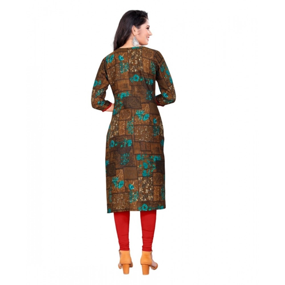 Women's Rayon Foil Printed Straight Kurti