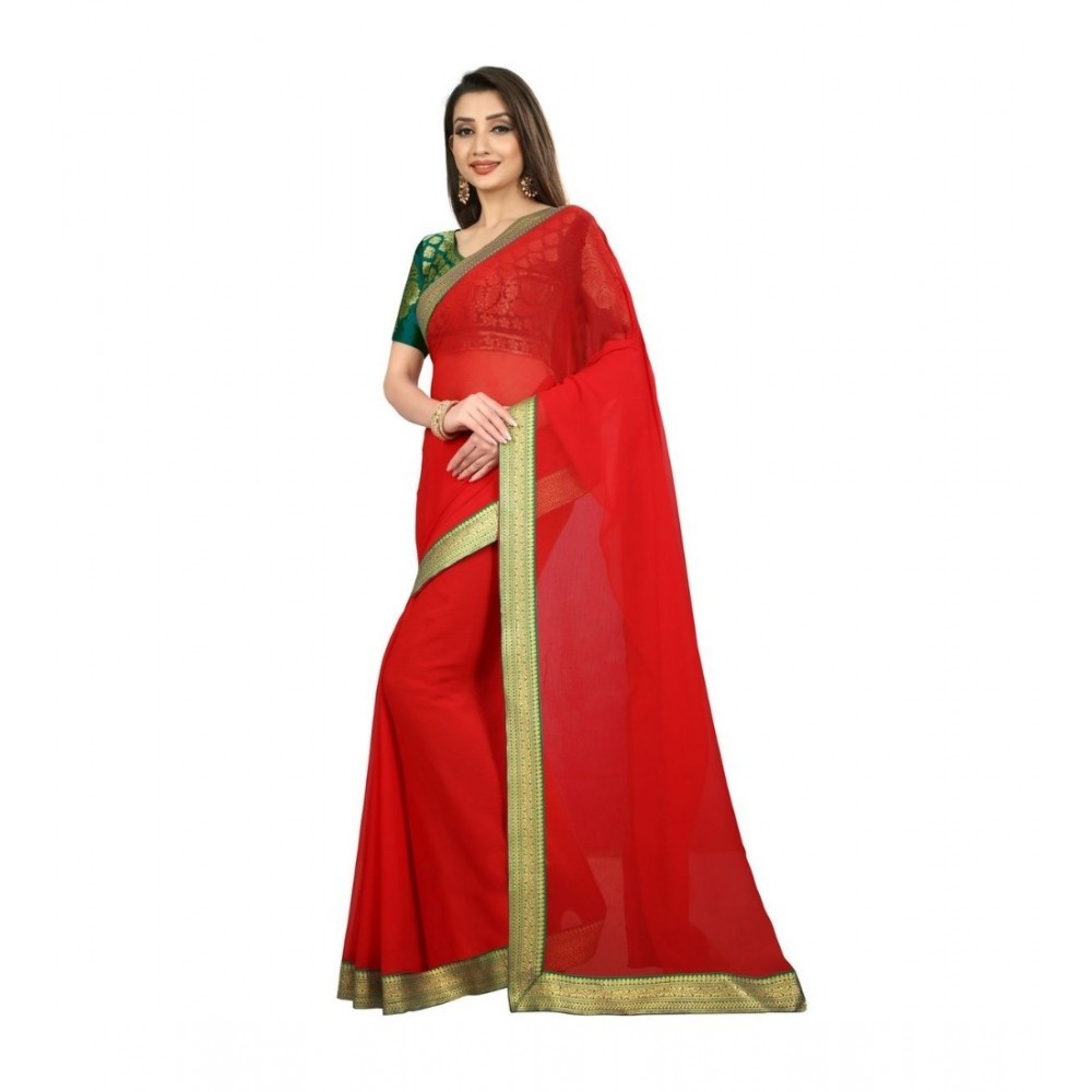 Women's Chiifon, Jacquard Blouse Saree