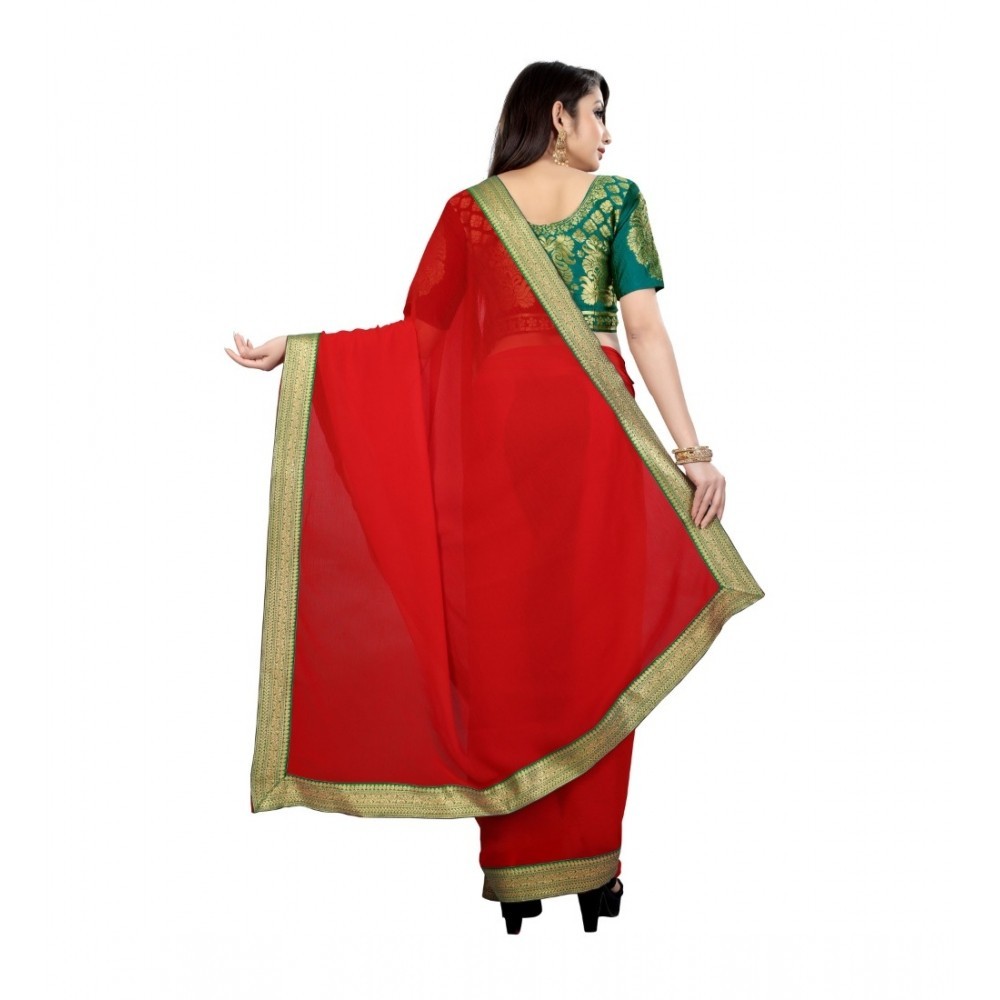Women's Chiifon, Jacquard Blouse Saree