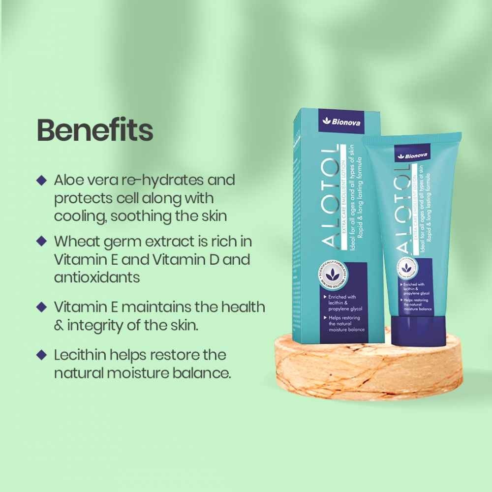 Bionova Alotol Lotion - Moisturizer For Dry Skin With Lecithin & Aloevera