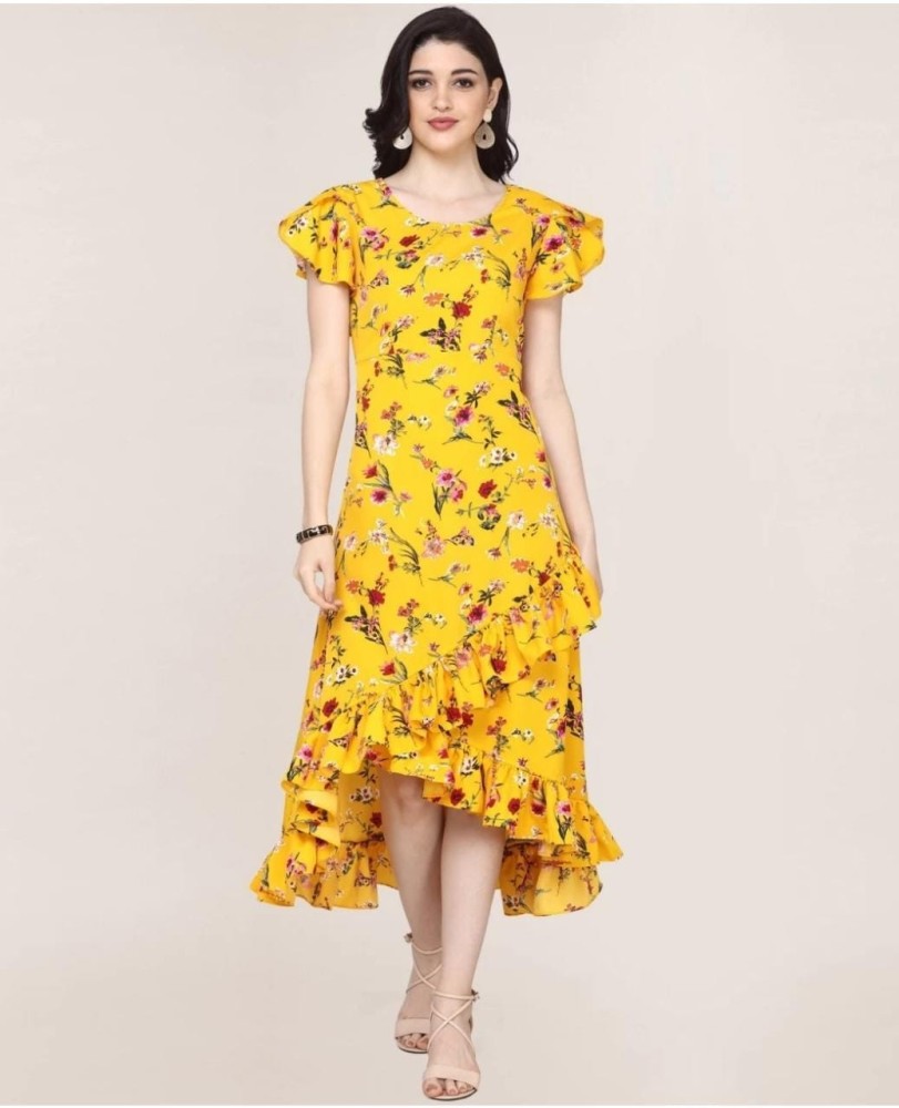 Stunning Ruffled Floral Print Dress  – Latest Fashion Trend